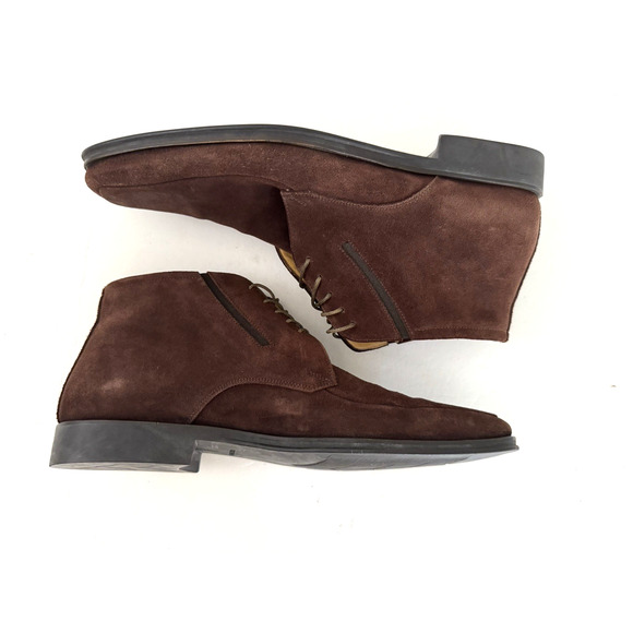 Bruno Magli Ranua Chukka Boots 11 Brown Suede Leather Lace-Up Handmade Italy - Picture 8 of 12